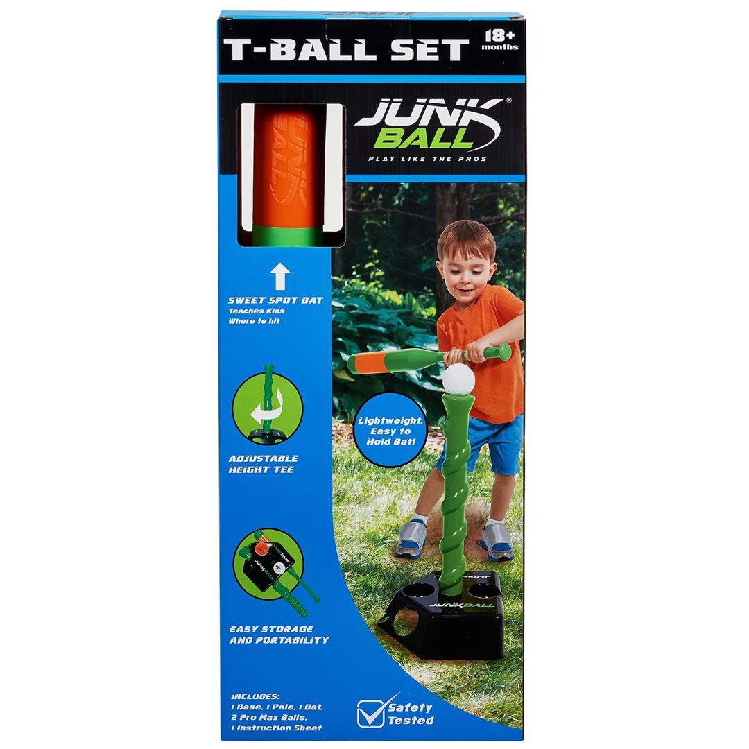 Junk Ball: T-Ball Set - Adjustable Height, Lightweight Bat & Pro Max Balls, Beginners Baseball, Backyard Sport, Outdoor Activity, Toddler-Kids 18 Mo+ - Image 3
