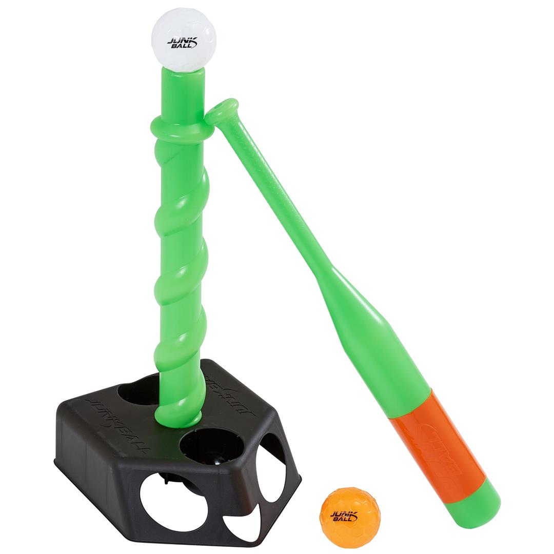 Junk Ball: T-Ball Set - Adjustable Height, Lightweight Bat & Pro Max Balls, Beginners Baseball, Backyard Sport, Outdoor Activity, Toddler-Kids 18 Mo+