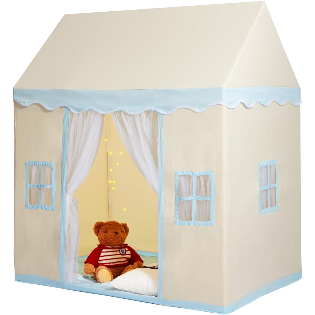 KFFKFF Children's Playhouse, Suitable for Ages 1-5, Includes Mat & Light, Indoor/Outdoor Use, Window-Equipped Castle Design, Beige, Ideal for Both Boys & Girls - Image 3