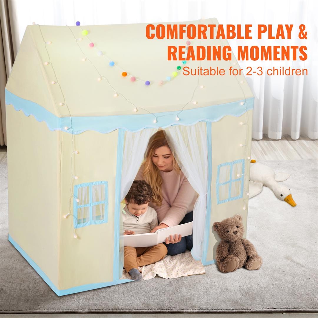 KFFKFF Children's Playhouse, Suitable for Ages 1-5, Includes Mat & Light, Indoor/Outdoor Use, Window-Equipped Castle Design, Beige, Ideal for Both Boys & Girls - Image 7