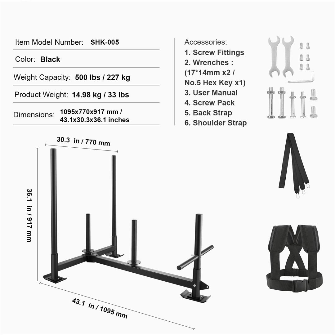 KFFKFF Fitness Sled for Strength & Speed, Dual-Function Push and Pull Sled, Athletic Exercise Gear, Durable Steel Construction, Compatible with 2" Weight Plates, Black - Image 4