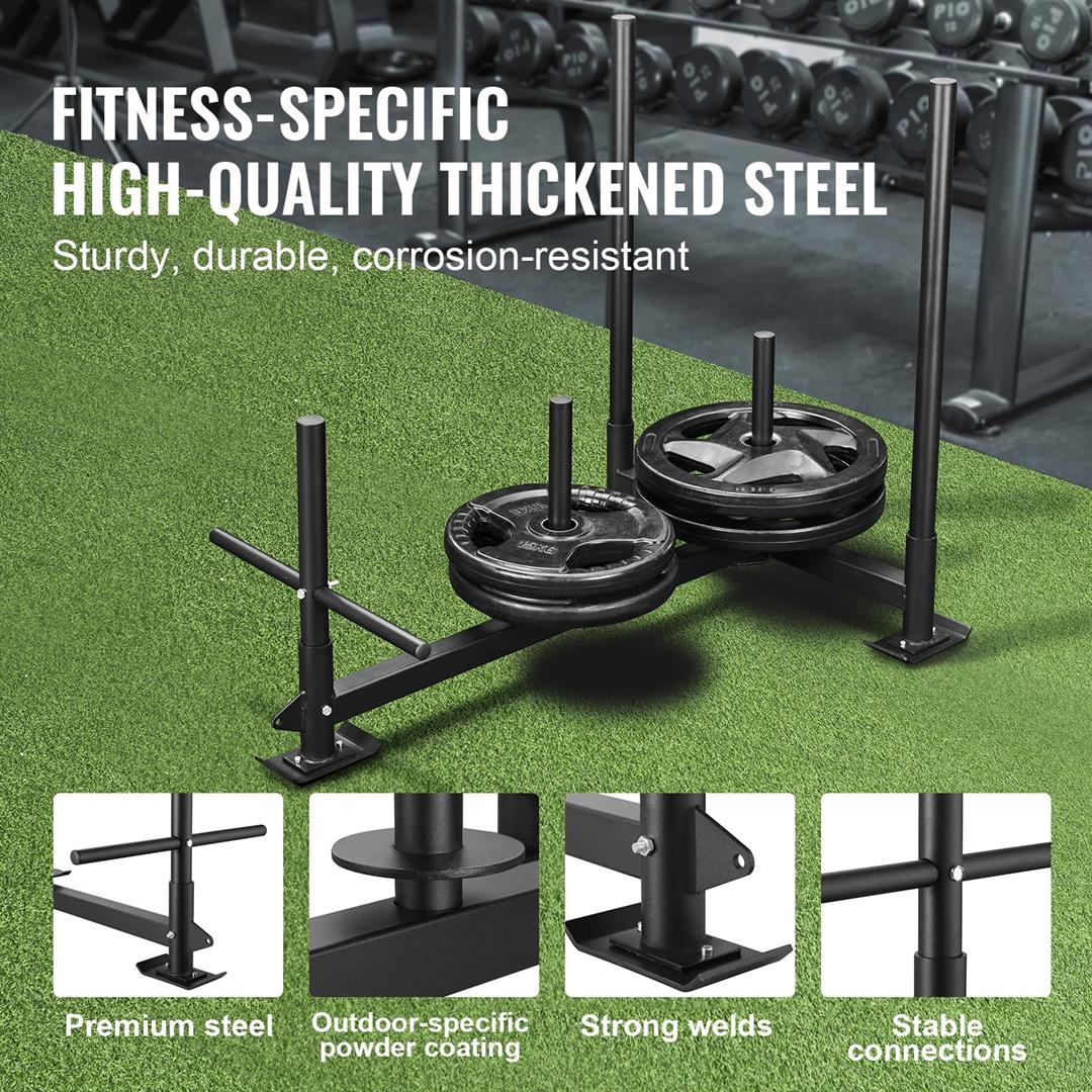 KFFKFF Fitness Sled for Strength & Speed, Dual-Function Push and Pull Sled, Athletic Exercise Gear, Durable Steel Construction, Compatible with 2" Weight Plates, Black - Image 5