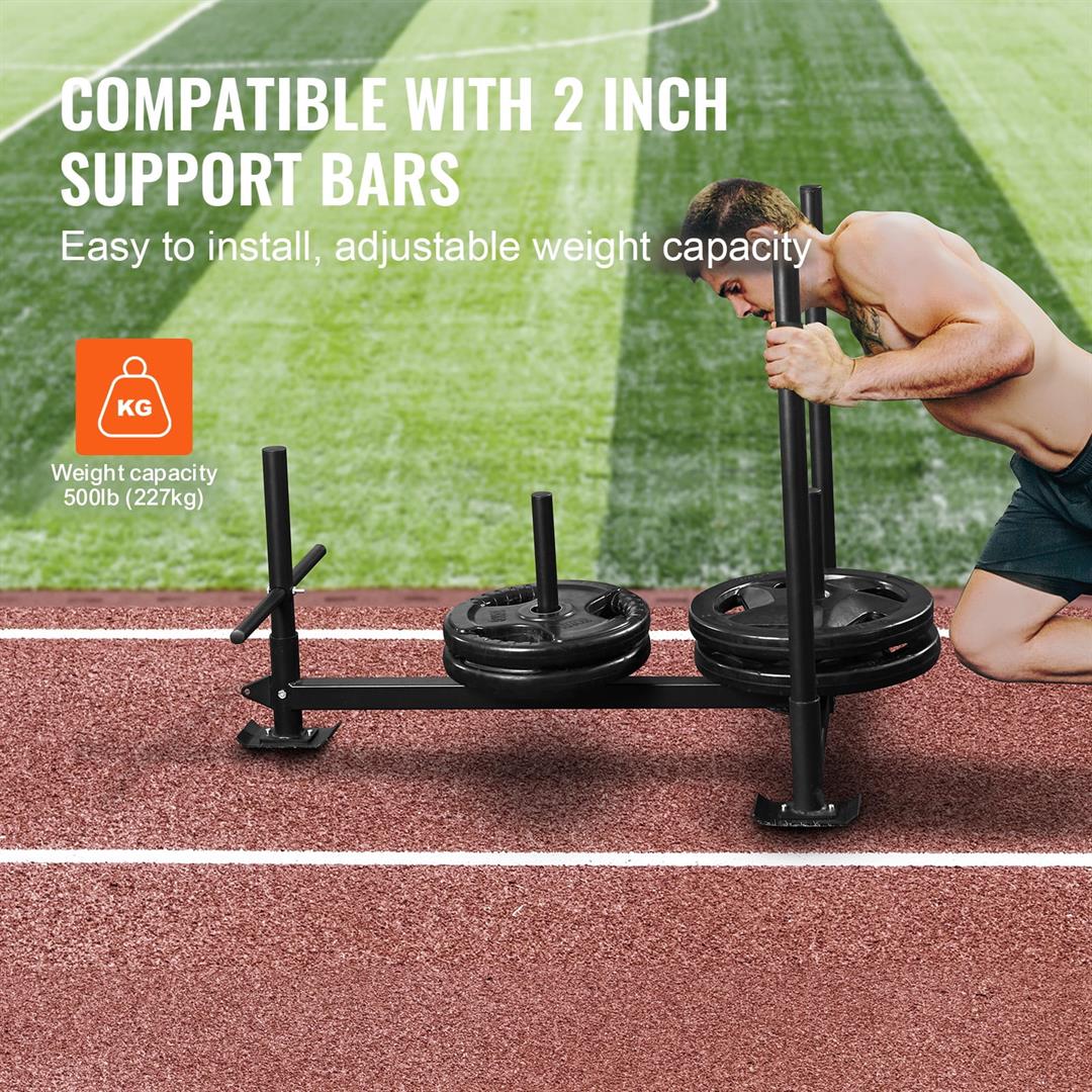 KFFKFF Fitness Sled for Strength & Speed, Dual-Function Push and Pull Sled, Athletic Exercise Gear, Durable Steel Construction, Compatible with 2" Weight Plates, Black - Image 7