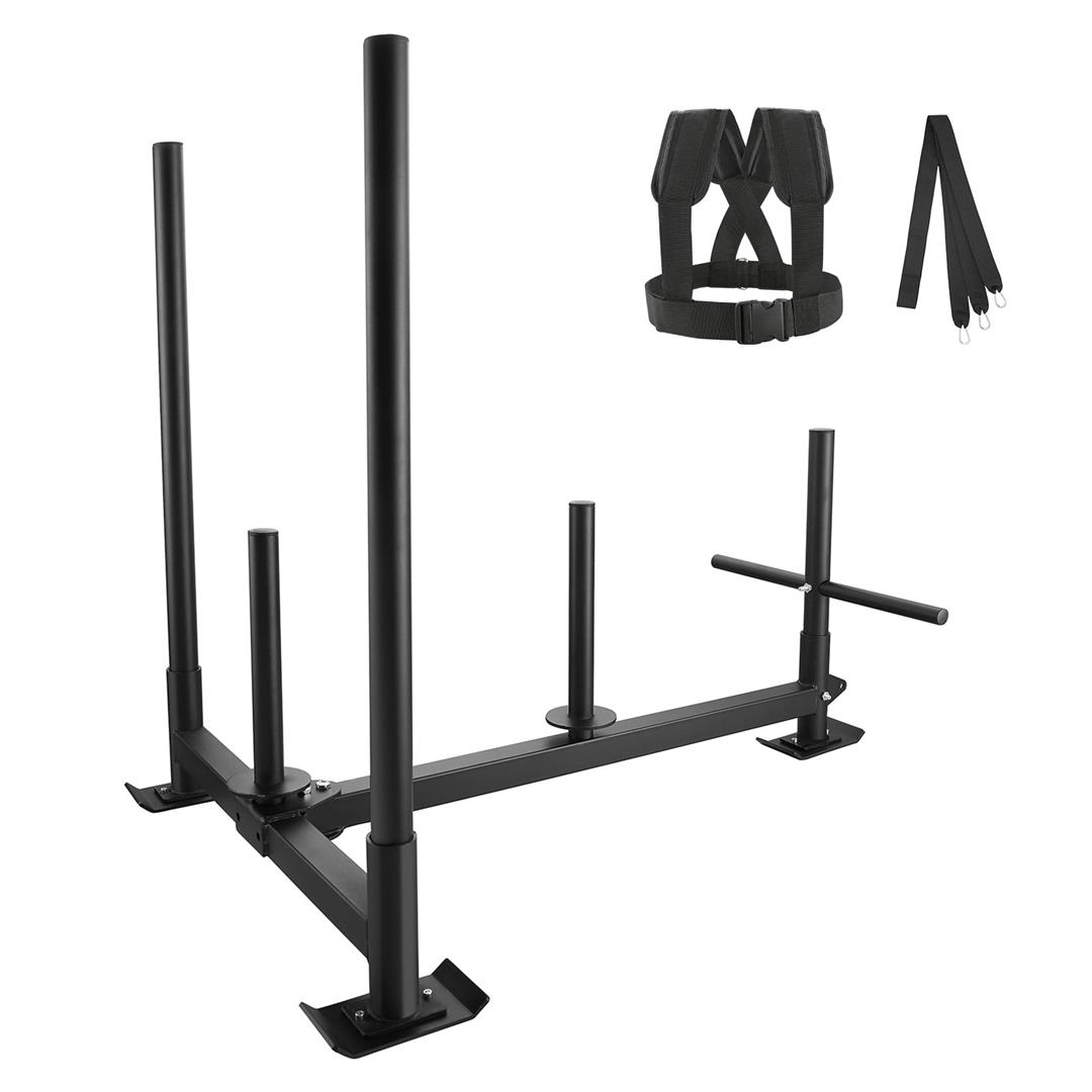 KFFKFF Fitness Sled for Strength & Speed, Dual-Function Push and Pull Sled, Athletic Exercise Gear, Durable Steel Construction, Compatible with 2" Weight Plates, Black