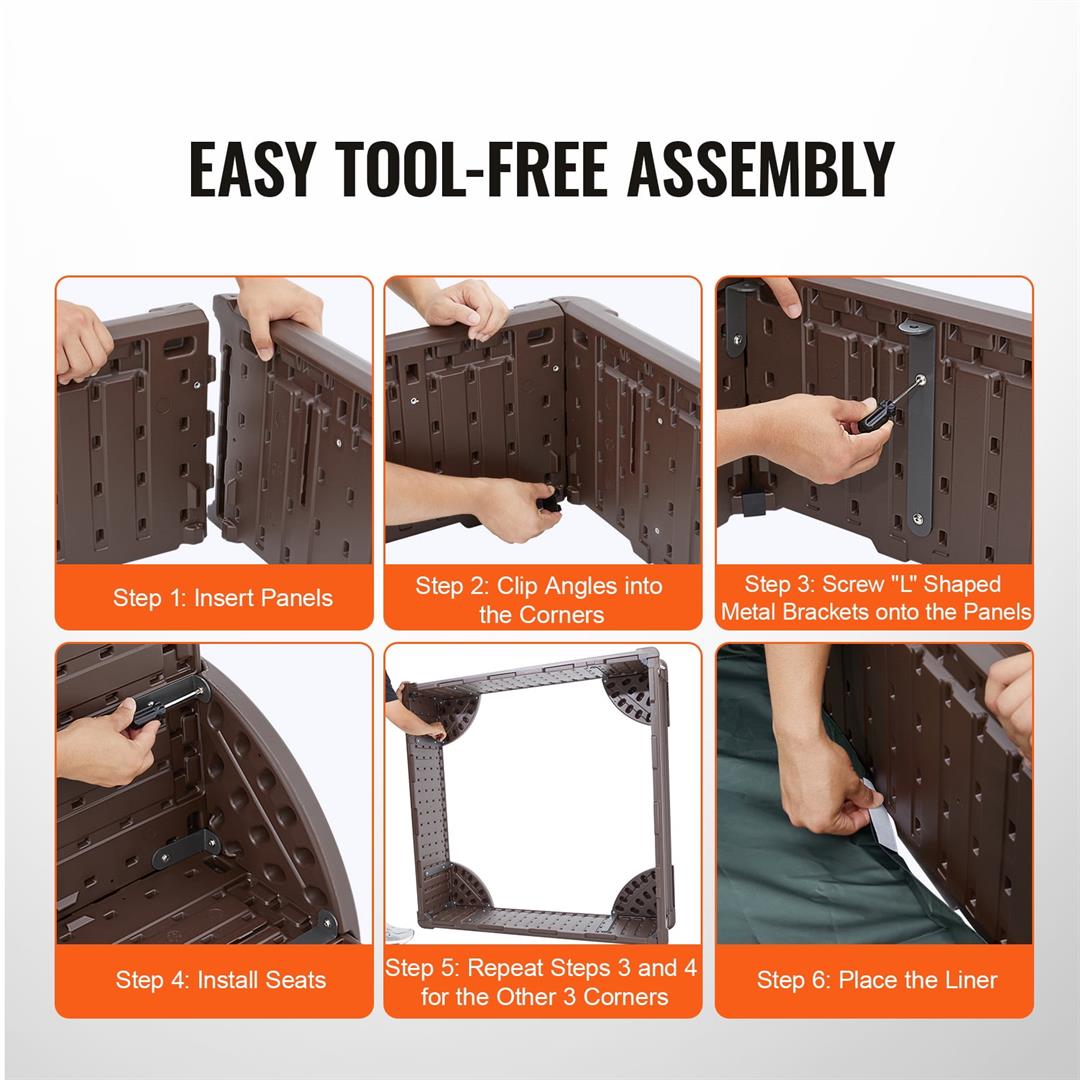 KFFKFF Sandbox with Lid, 48.6x48.6x12.4 inch Square Play Area, Durable HDPE Sandpit with Seating at Corners and Protective Bottom, Outdoor Sandbox for Children, Ideal for Garden, Beach, Park - Image 8