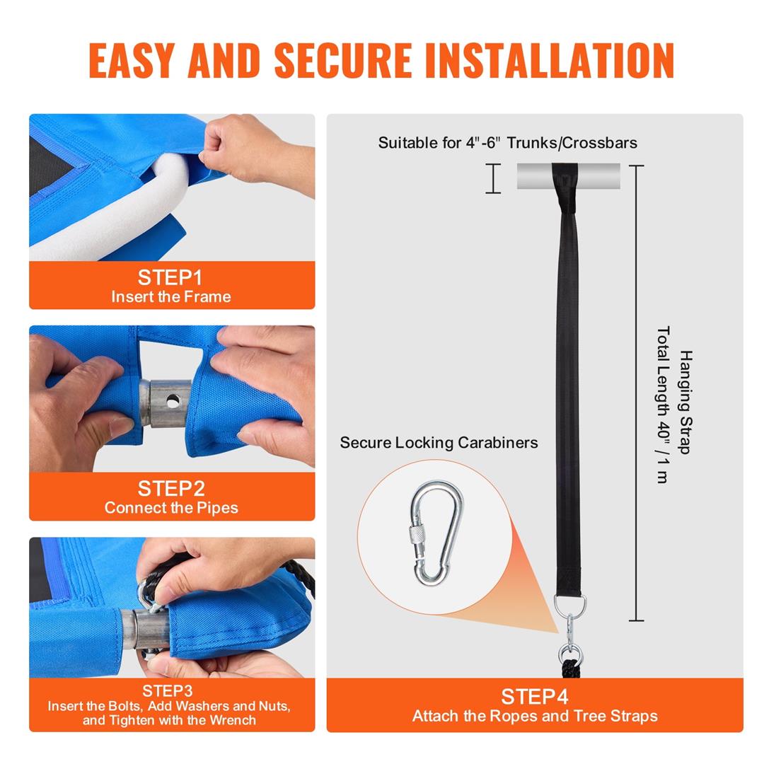 KFFKFF Tree Swing, 60" Wide Platform for Both Kids & Adults, Supports up to 700lbs, Made with Durable 900D Oxford Material, Includes Two Hanging Straps & Adjustable Ropes for Outdoor Fun - Image 4