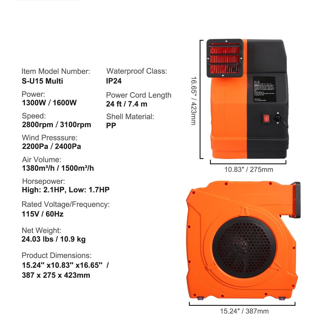 KFFKFFAir Blower Pump Fan 1.7 & 1.5 HP 1100W Commercial Air Blower for Inflatable Bounce House Bouncy Castle - Image 5