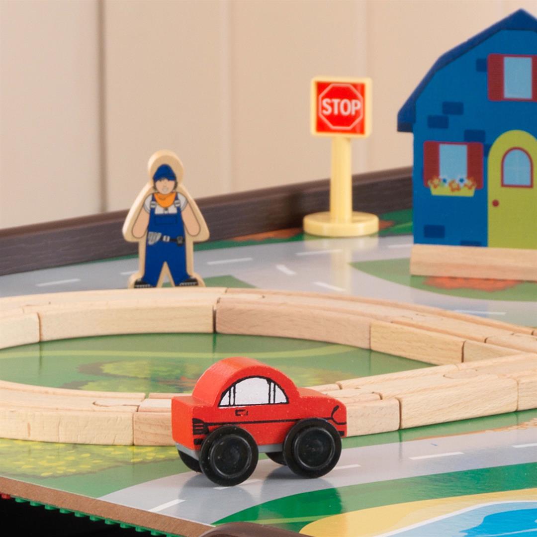 KidKraft Reversible Wooden Activity Table with Board and Train Set, Espresso, For Ages 3+ - Image 8