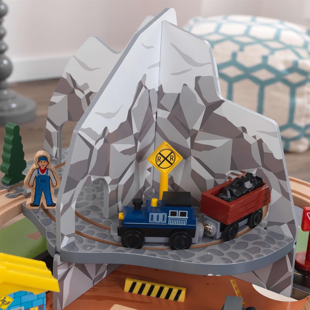 KidKraft Rocky Mountain Wooden Train Set and Train Table with 50 Wood Accessories - Image 2