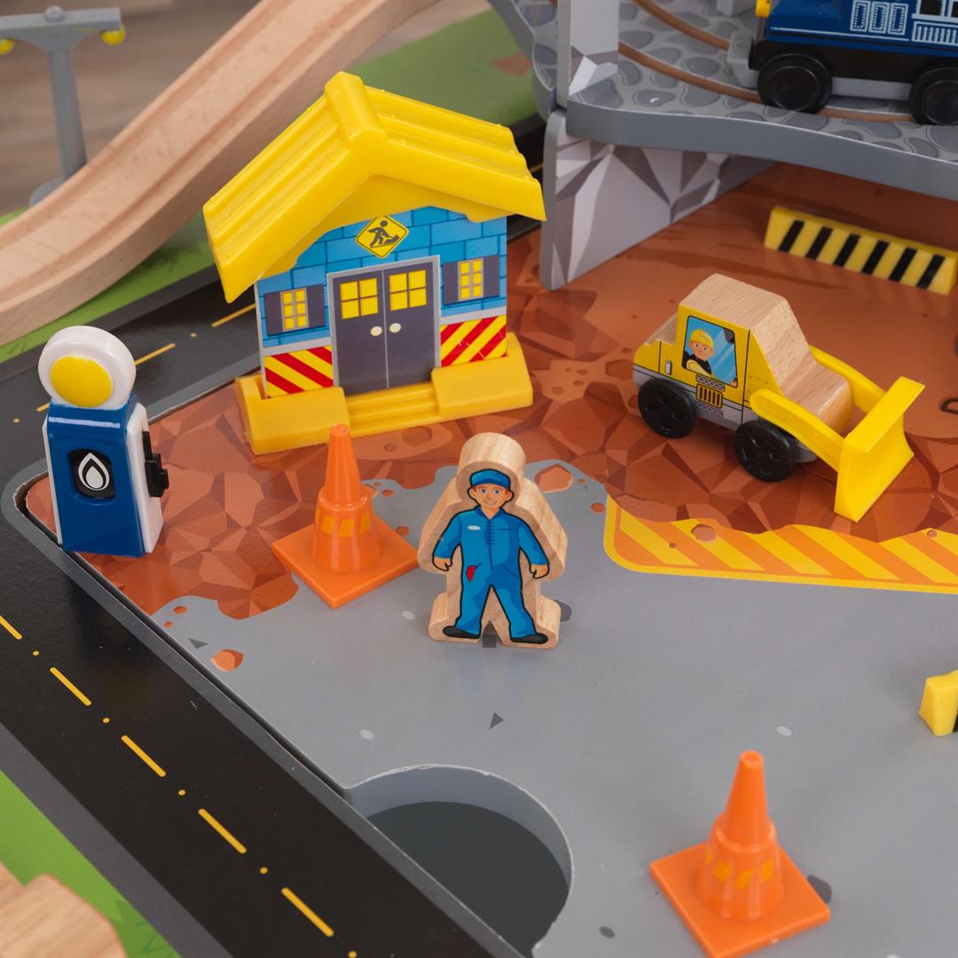 KidKraft Rocky Mountain Wooden Train Set and Train Table with 50 Wood Accessories - Image 3