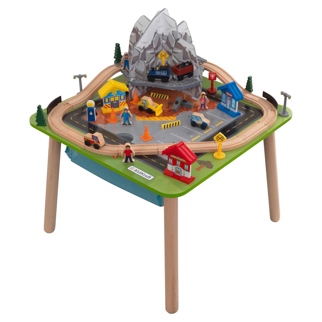 KidKraft Rocky Mountain Wooden Train Set and Train Table with 50 Wood Accessories