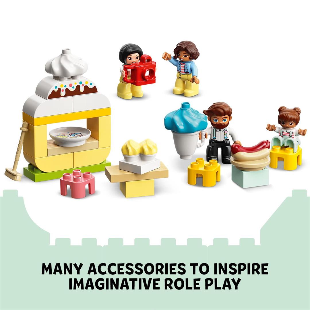 LEGO DUPLO Town Amusement Park Fairground 10956 Building Set - Featuring 7 Duplo Figures, Trains, Slides, Carousel, and a Ferris Wheel, Educational Learning Toy and Playset for Toddlers Ages 2+ - Image 3