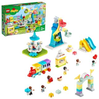 LEGO DUPLO Town Amusement Park Fairground 10956 Building Set - Featuring 7 Duplo Figures, Trains, Slides, Carousel, and a Ferris Wheel, Educational Learning Toy and Playset for Toddlers Ages 2+
