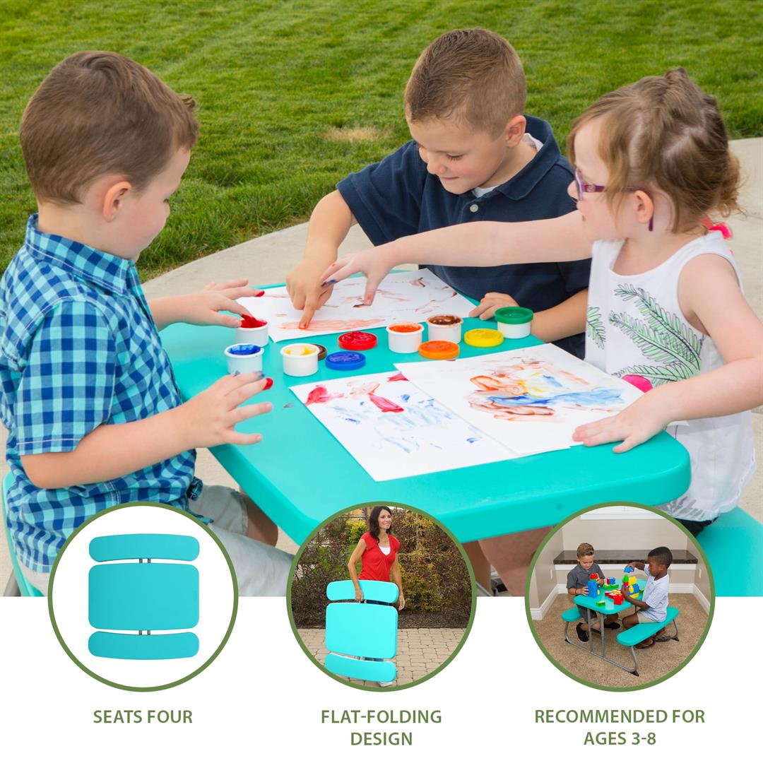 Lifetime Kids Indoor/Outdoor Polyethylene Picnic Table, Aqua (60219) - Image 7