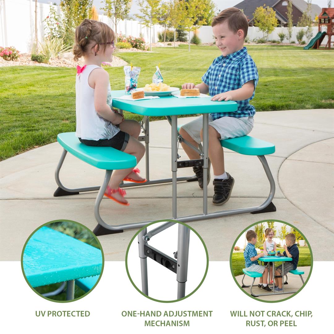 Lifetime Kids Indoor/Outdoor Polyethylene Picnic Table, Aqua (60219) - Image 8