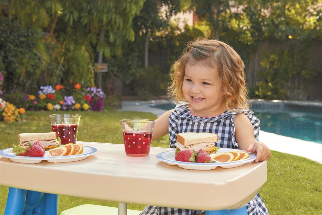 Little Tikes Easy Store Kids Durable Picnic Table with Umbrella, Indoor Outdoor, Ages 2+ - Image 3