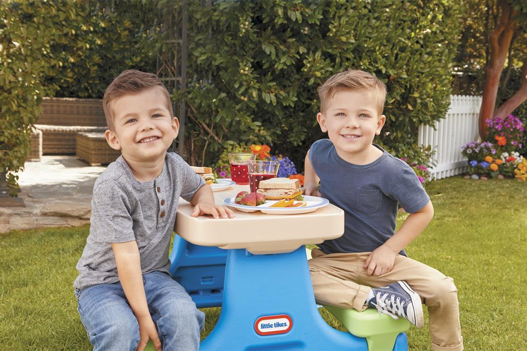 Little Tikes Easy Store Kids Durable Picnic Table with Umbrella, Indoor Outdoor, Ages 2+ - Image 4