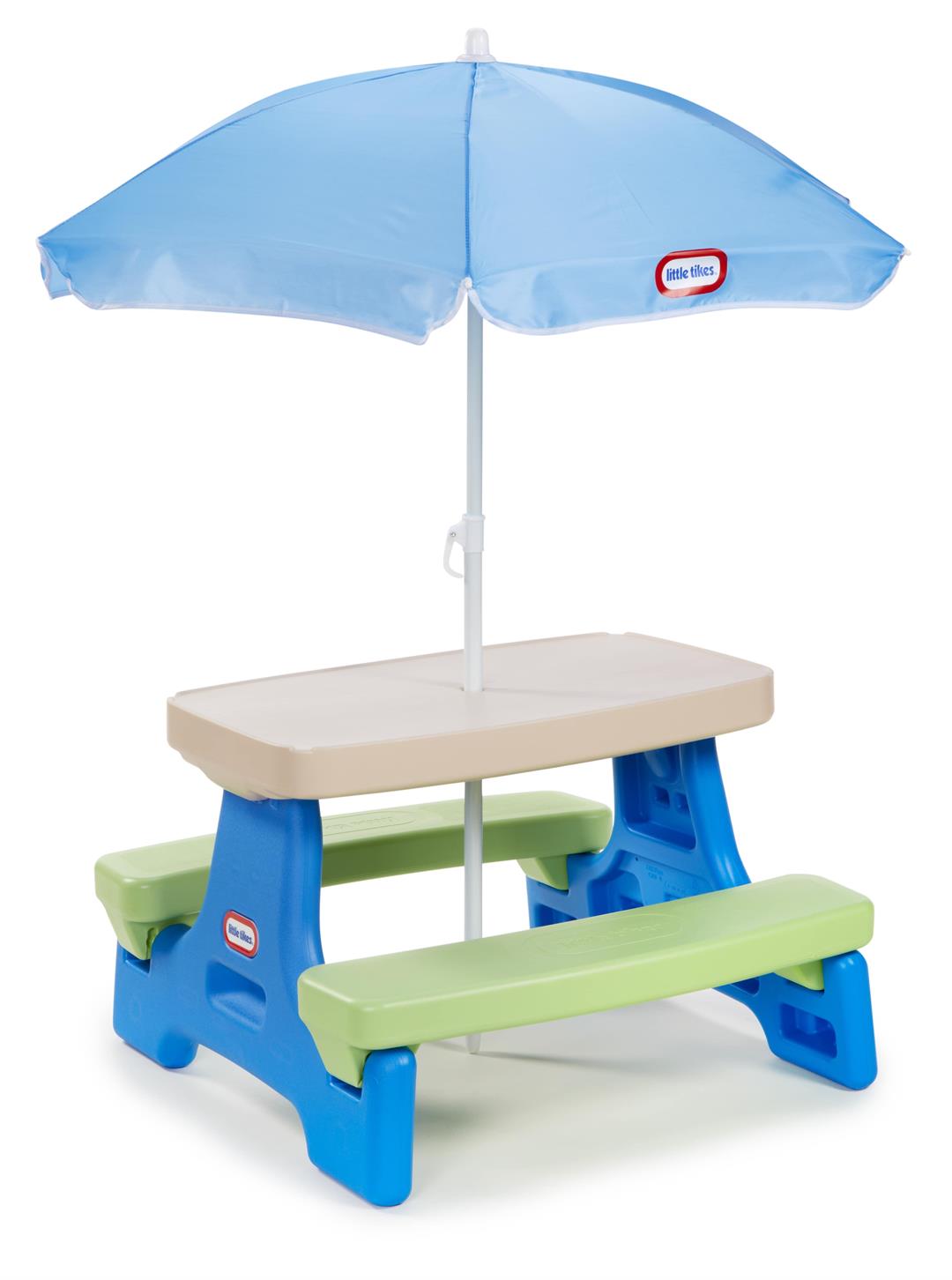 Little Tikes Easy Store Kids Durable Picnic Table with Umbrella, Indoor Outdoor, Ages 2+