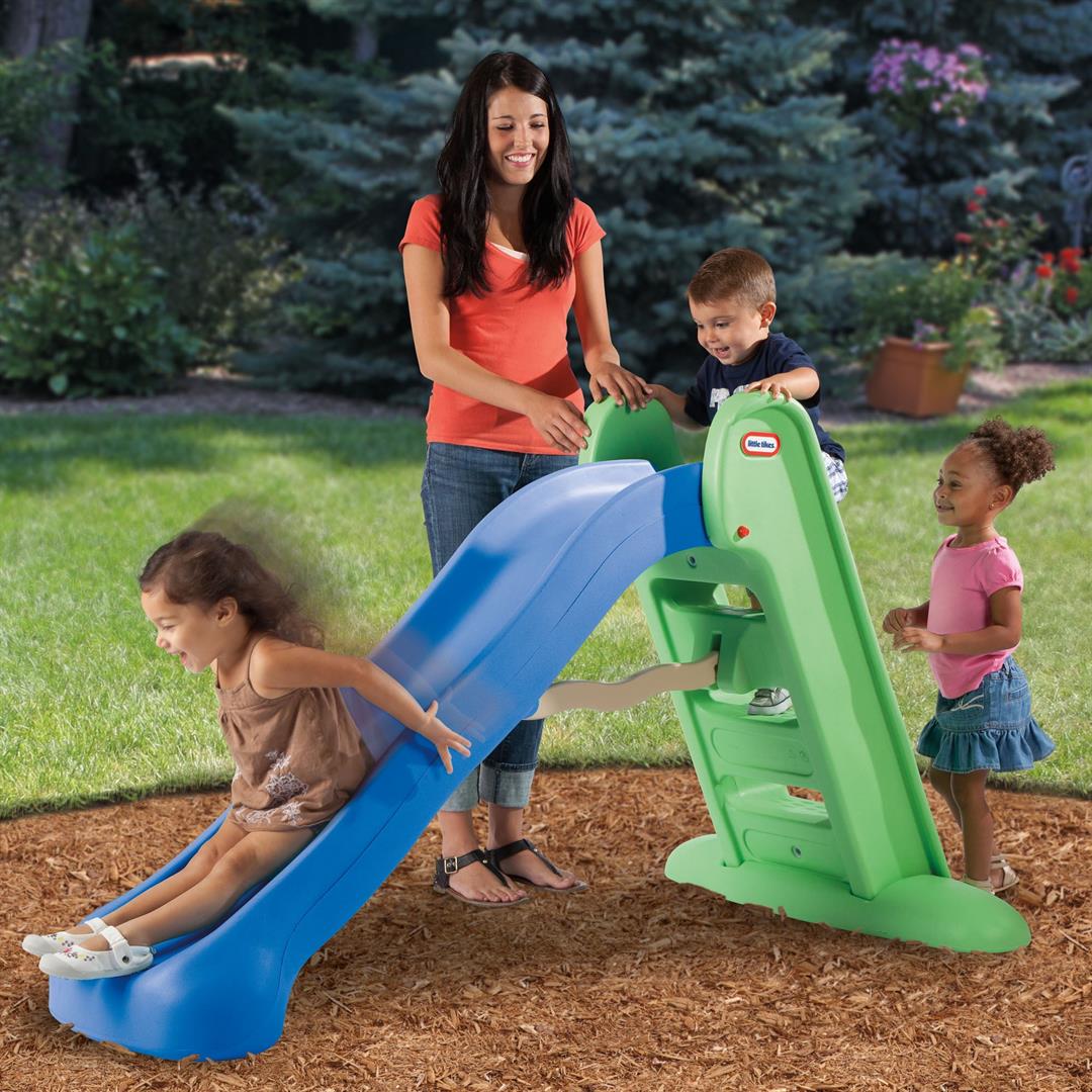 Little Tikes Easy Store Large Playground Slide with Folding for Easy Storage, Outdoor Indoor Active Play, Blue and Green- For Kids Toddlers Boys Girls Ages 2 to 6 Year old - Image 2