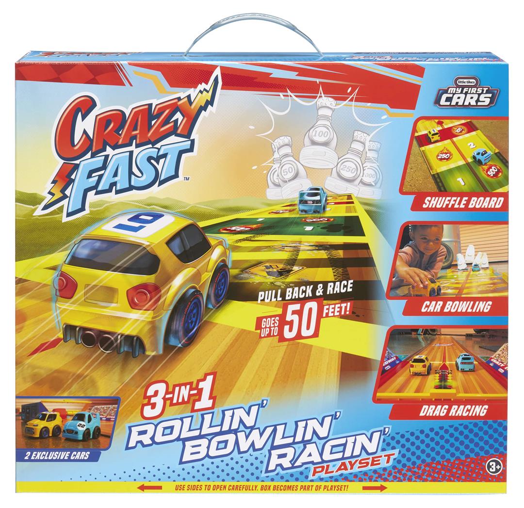 Little Tikes, My First Cars, Crazy Fast 3-in-1 Rollin Bowlin Racin Playset with 2 Exclusive Pullback Toy Car Vehicles, Goes up to 50ft! Children Ages 3+ - Image 4