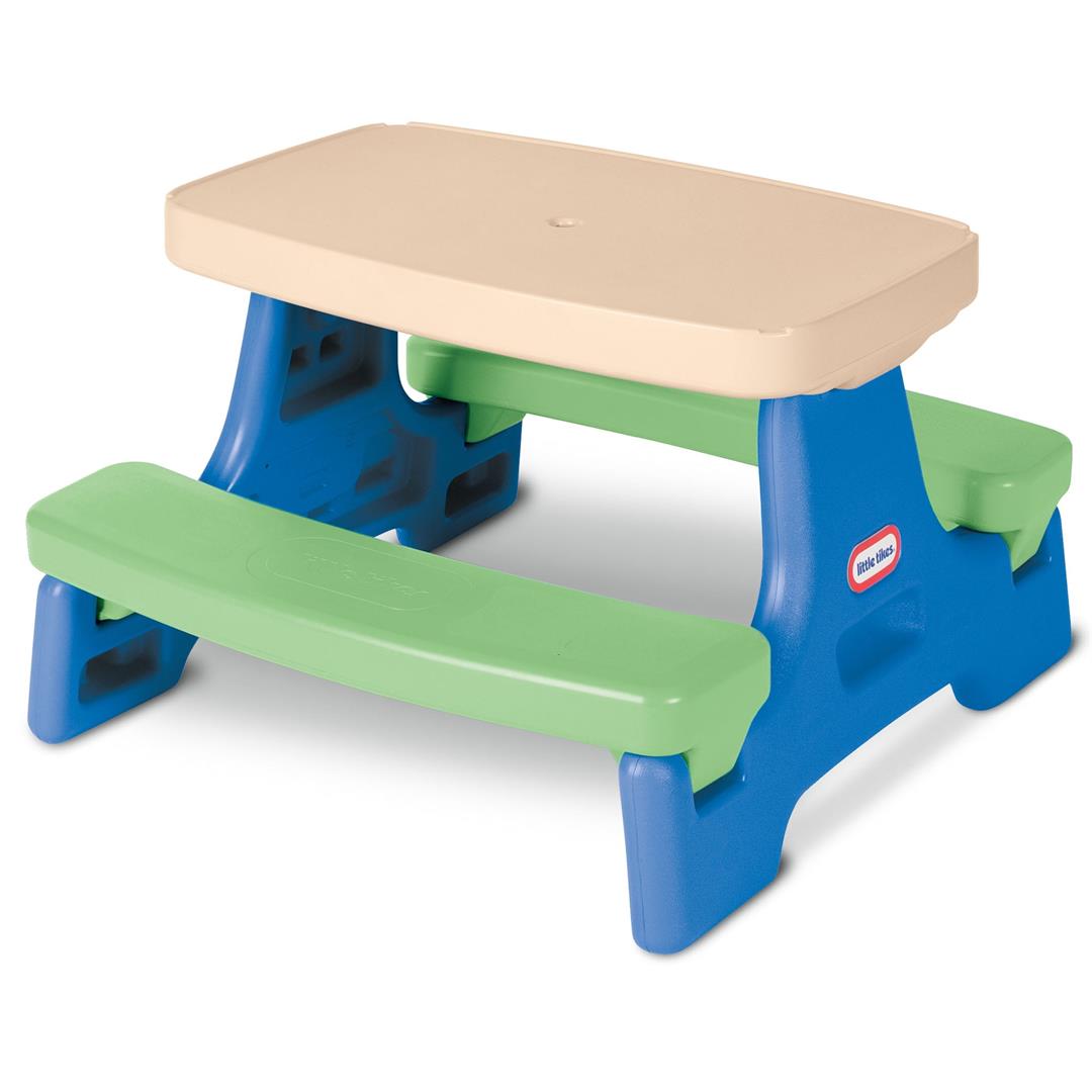 Little Tikes Outdoor Portable Kids Picnic Table with Umbrella, Blue Green, Ages 2+ - Image 5