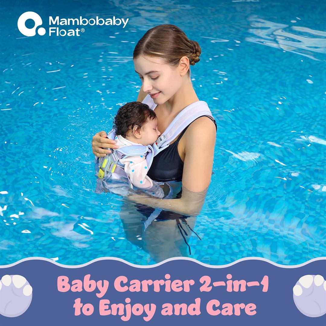 Mambobaby Baby Pool Float with 3D Canopy and Carrier- Blue - Image 4