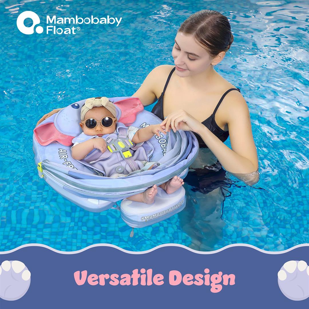 Mambobaby Baby Pool Float with 3D Canopy and Carrier- Blue - Image 5