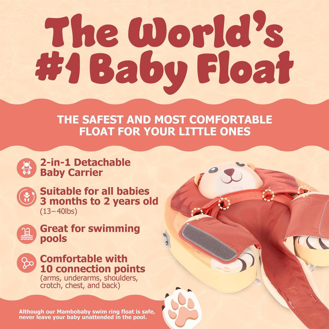 Mambobaby Baby Pool Float with 3D Canopy and Carrier- Yellow - Image 4