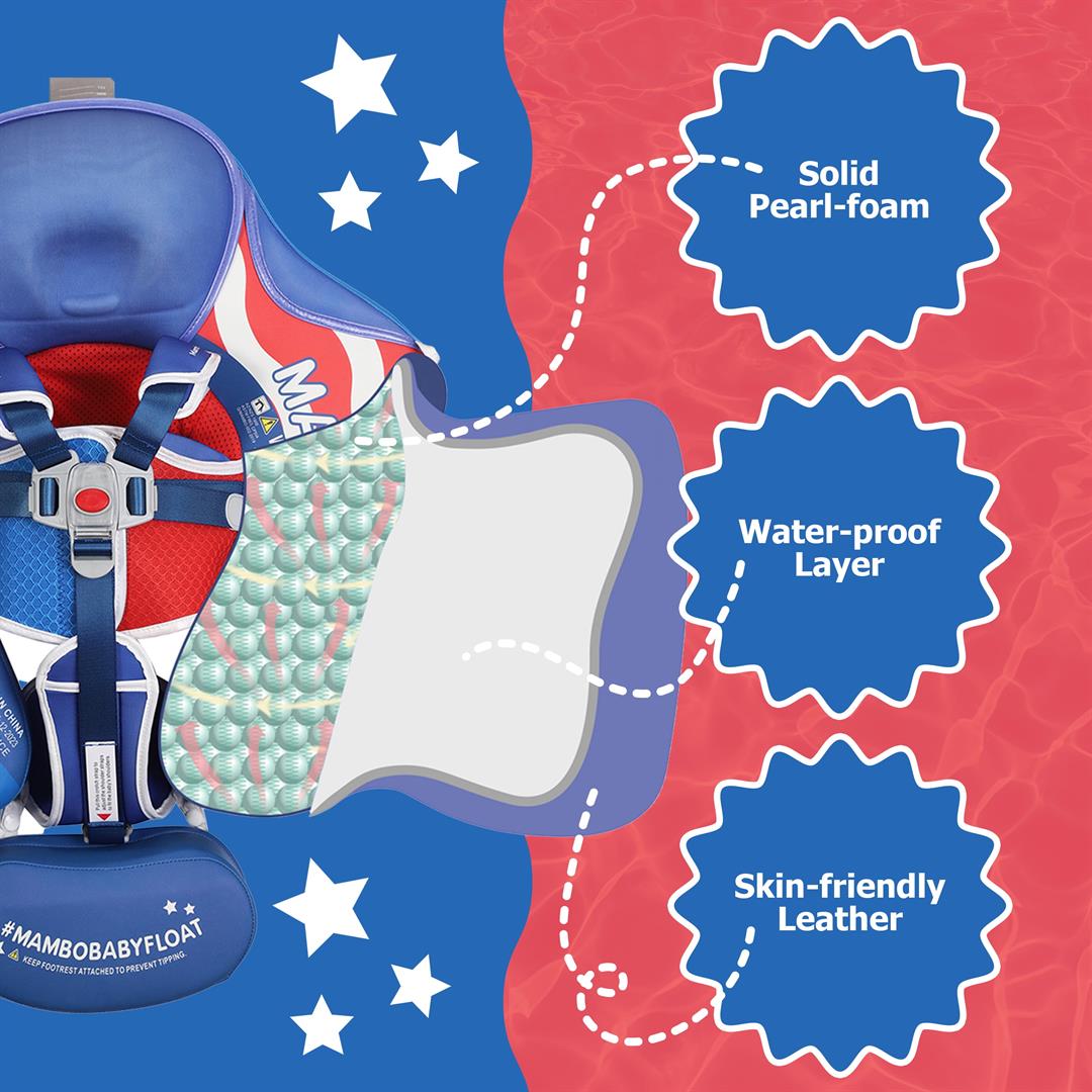 Mambobaby Baby Pool Float with 3D Canopy- Blue - Image 4