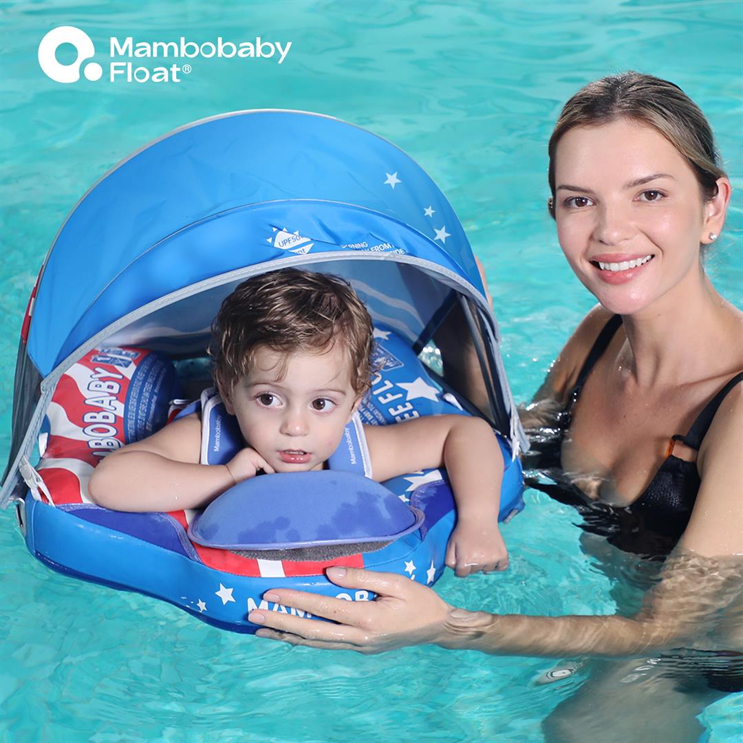 Mambobaby Baby Pool Float with 3D Canopy- Blue - Image 5