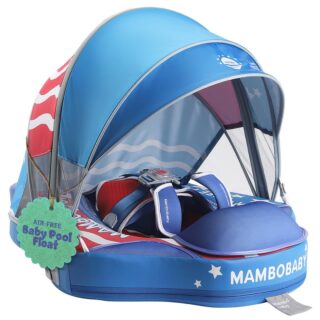Mambobaby Baby Pool Float with 3D Canopy- Blue