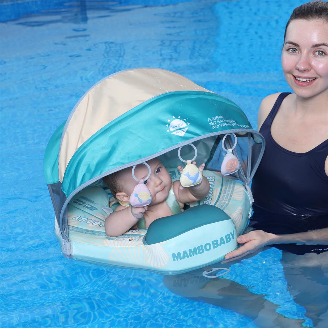 Mambobaby Baby Pool Float with 3D Canopy- Green - Image 2