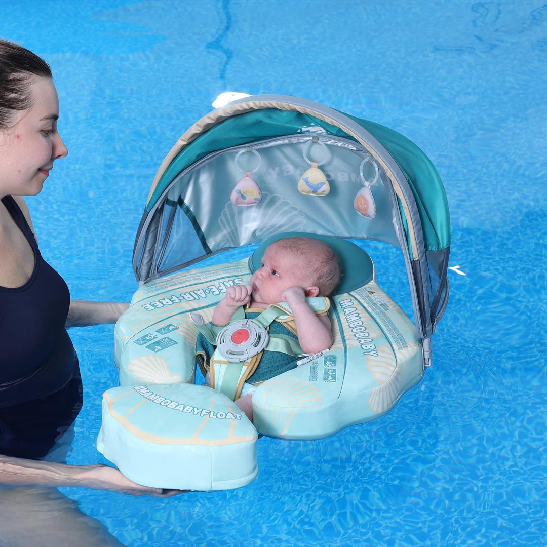 Mambobaby Baby Pool Float with 3D Canopy- Green - Image 5