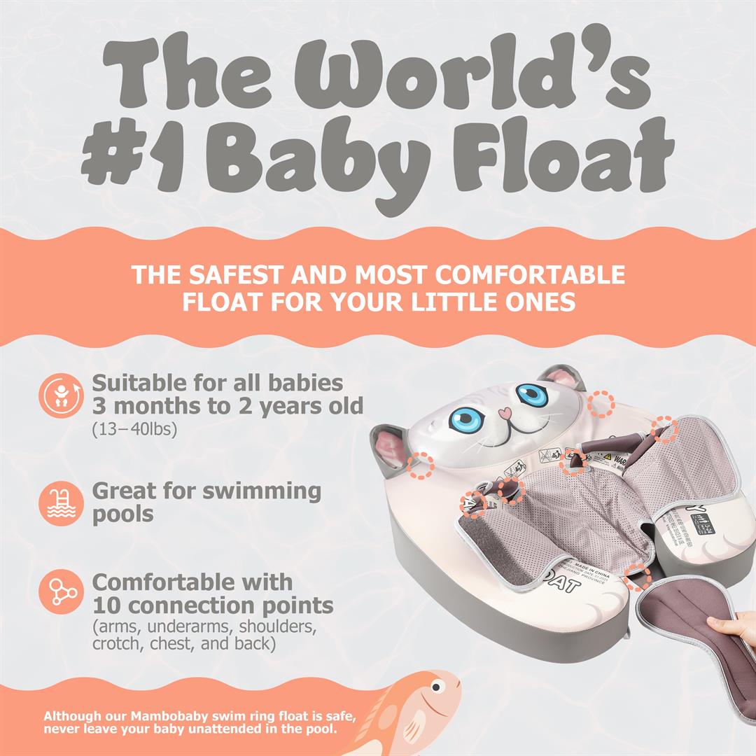 Mambobaby Baby Pool Float with 3D Canopy- Grey - Image 3