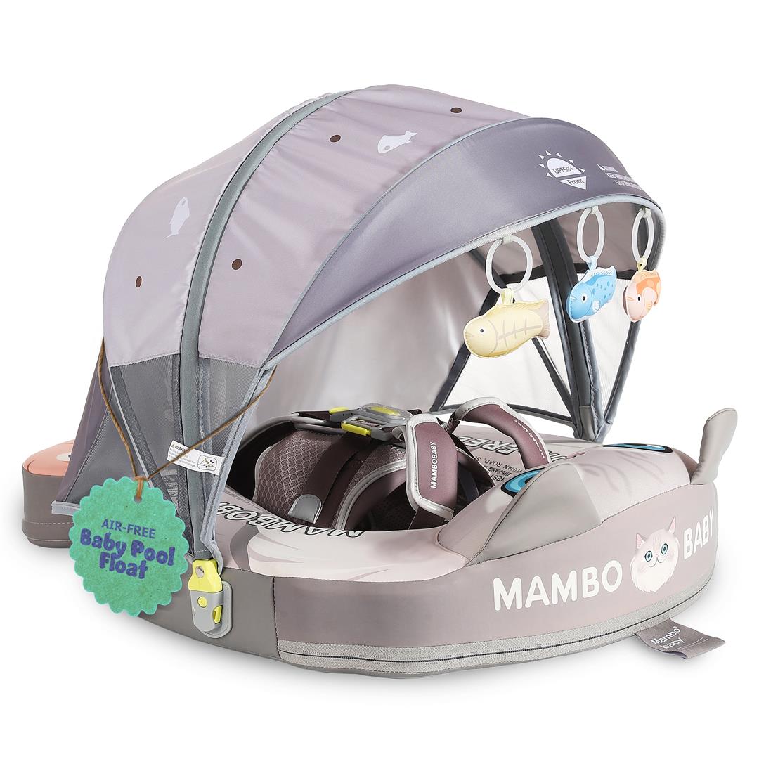 Mambobaby Baby Pool Float with 3D Canopy- Grey