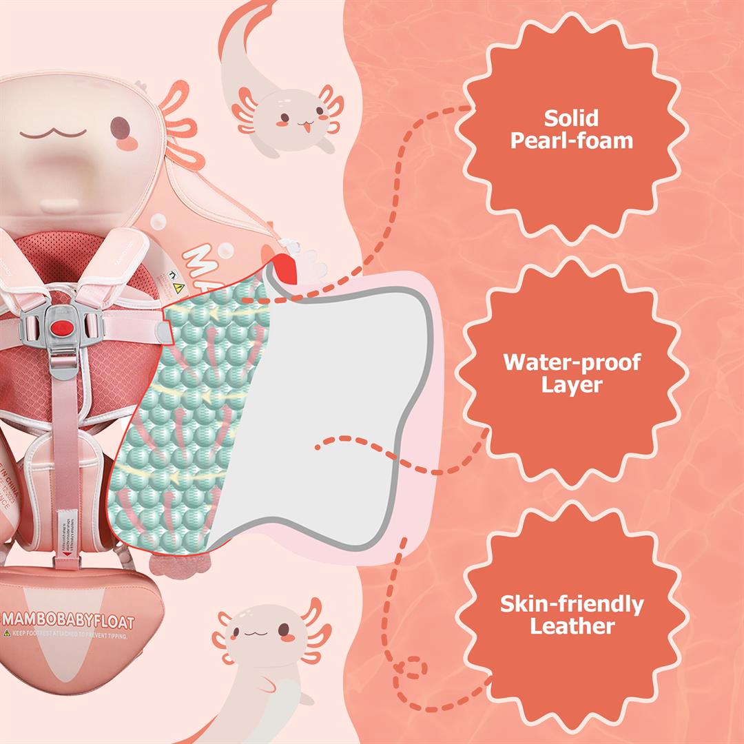 Mambobaby Baby Pool Float with 3D Canopy- Pink - Image 4