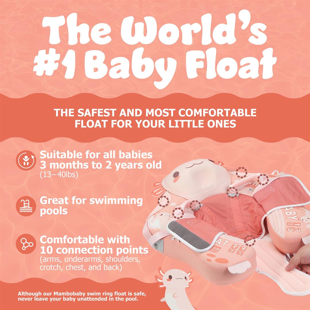 Mambobaby Baby Pool Float with 3D Canopy- Pink - Image 6