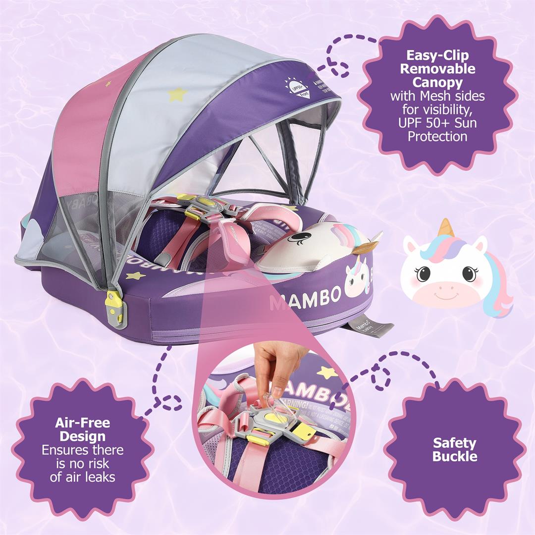 Mambobaby Baby Pool Float with 3D Canopy- Purple - Image 3