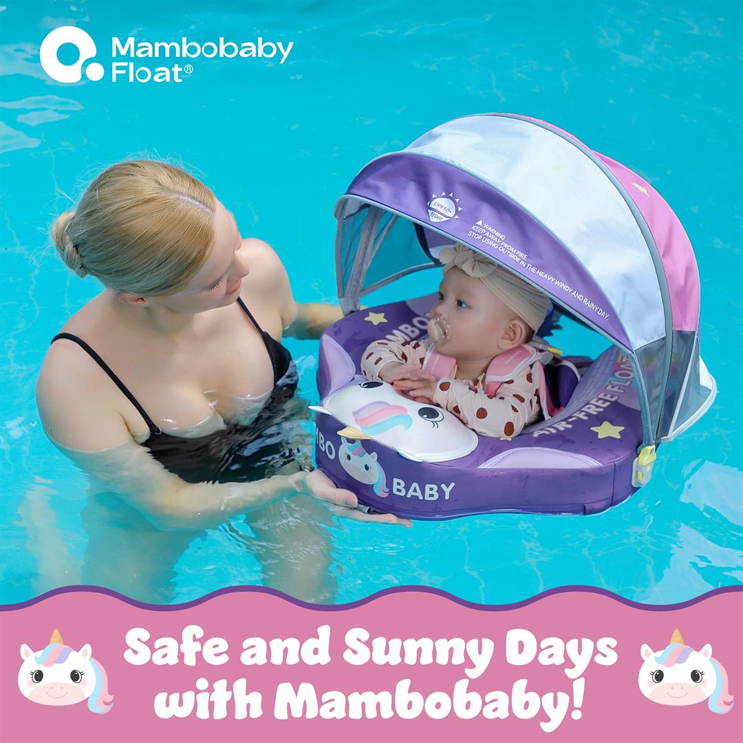 Mambobaby Baby Pool Float with 3D Canopy- Purple - Image 4