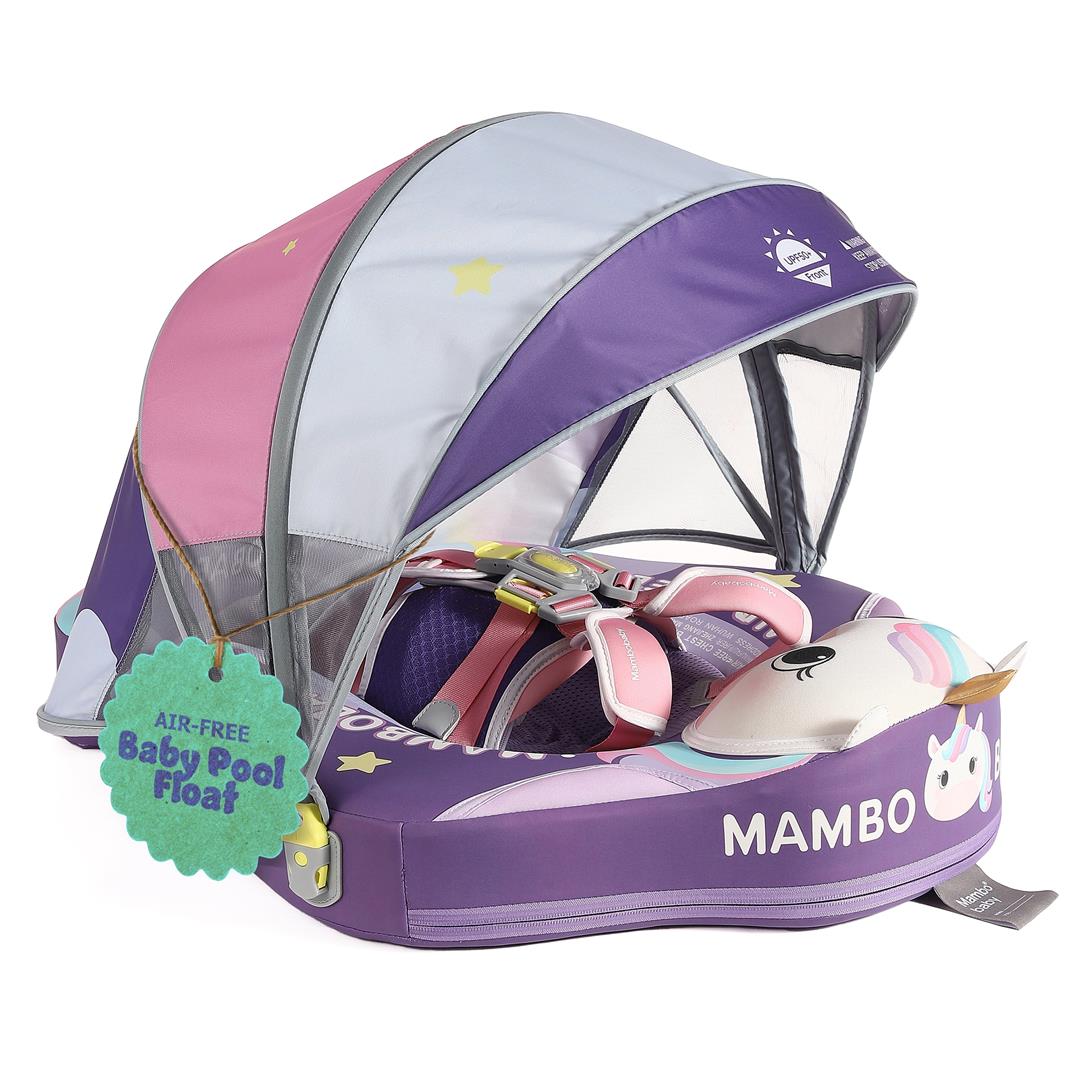 Mambobaby Baby Pool Float with 3D Canopy- Purple