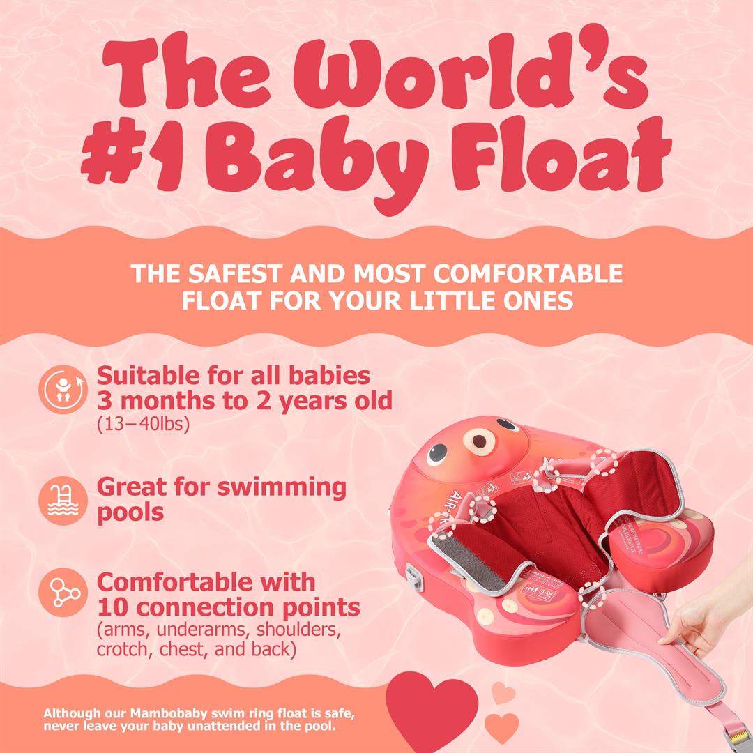 Mambobaby Baby Pool Float with 3D Canopy- Red - Image 5