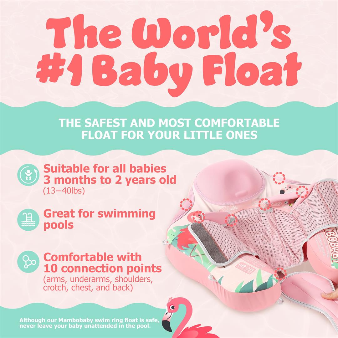 Mambobaby Baby Pool Float with Canopy- Pink - Image 2