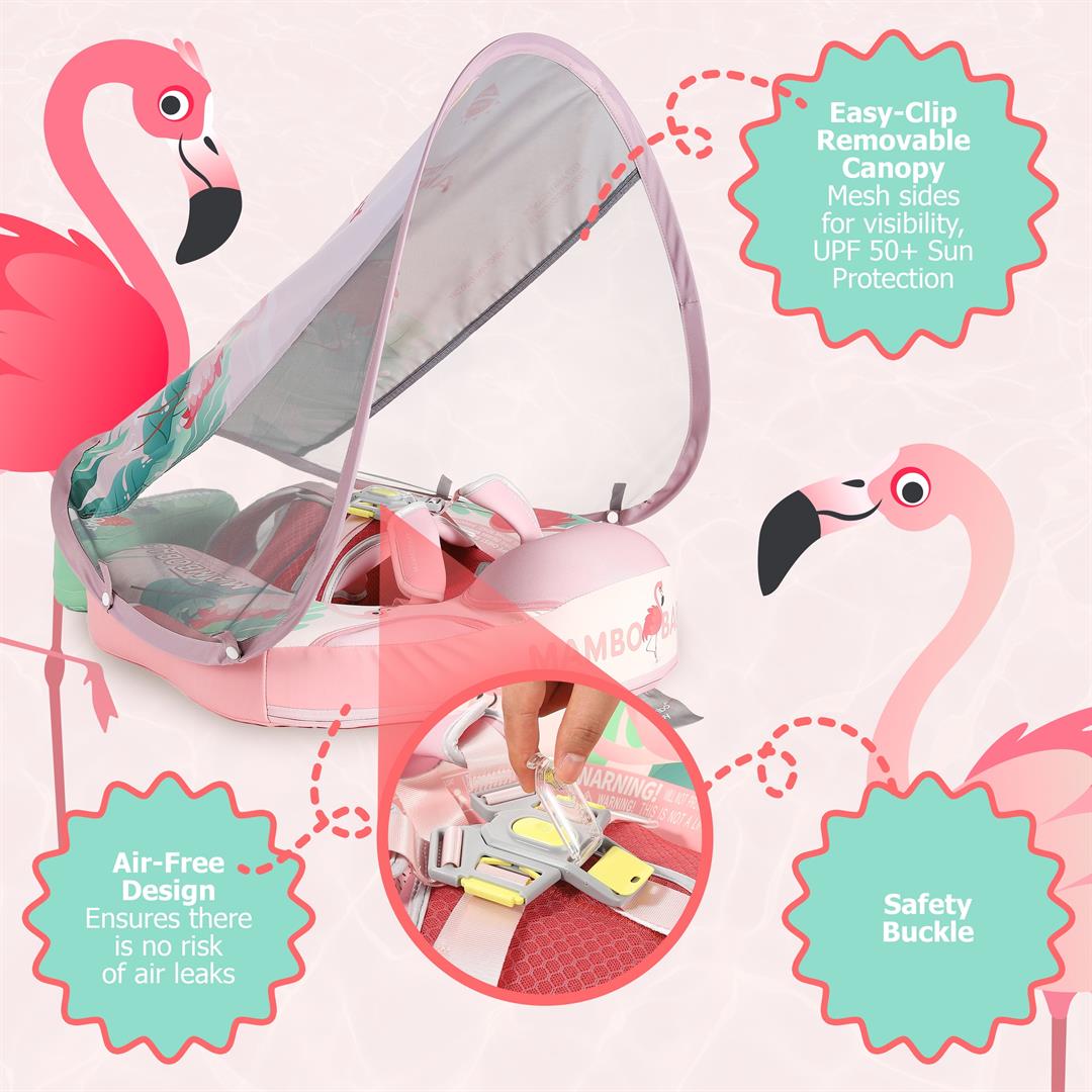 Mambobaby Baby Pool Float with Canopy- Pink - Image 4