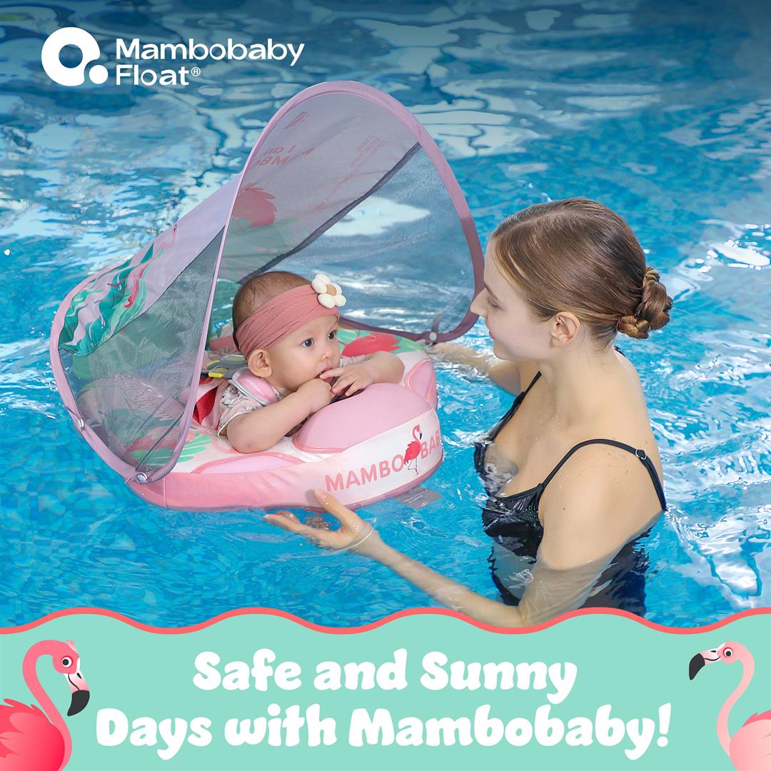 Mambobaby Baby Pool Float with Canopy- Pink - Image 5