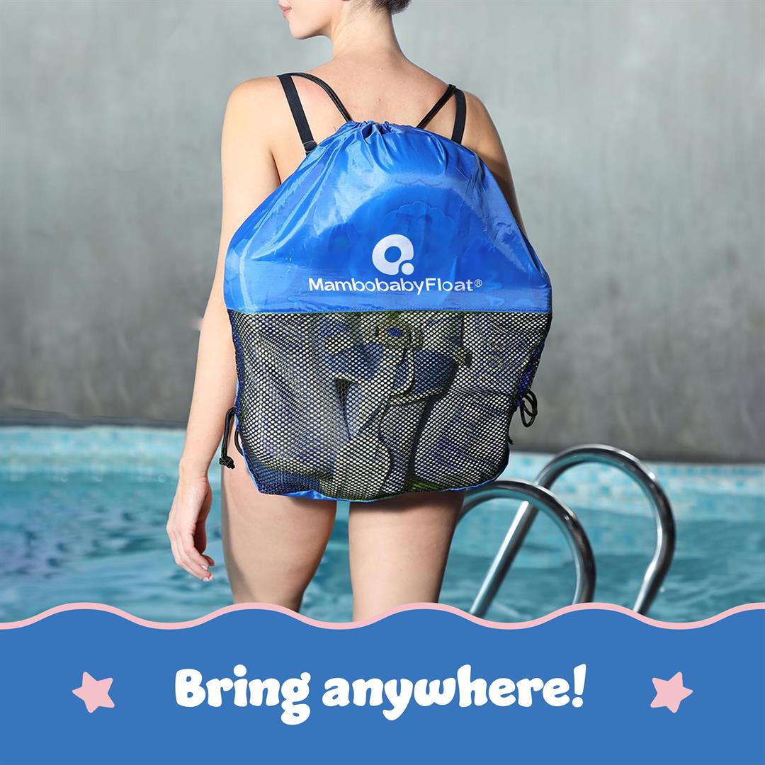 Mambobaby Self Inflating Baby Pool Float with Canopy- Blue - Image 4