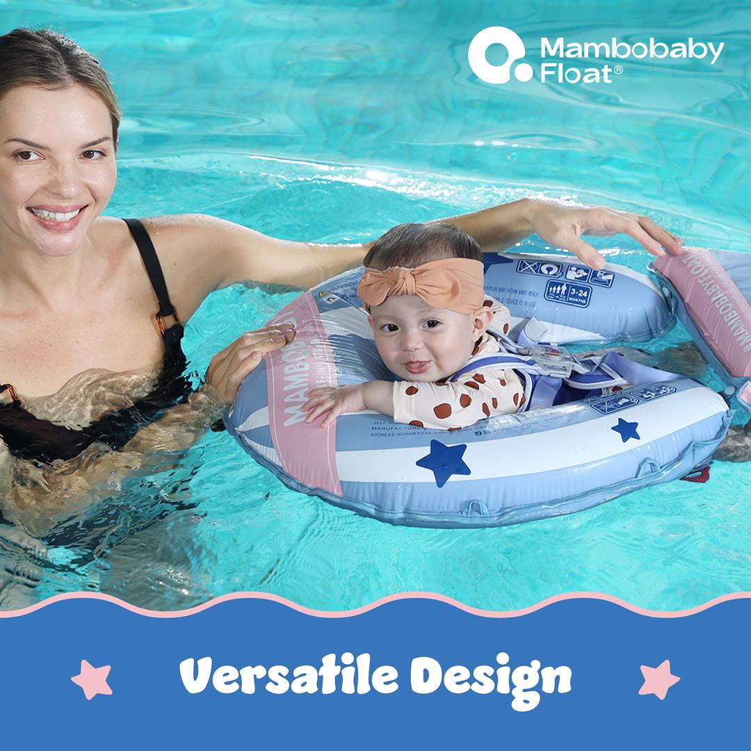 Mambobaby Self Inflating Baby Pool Float with Canopy- Blue - Image 5