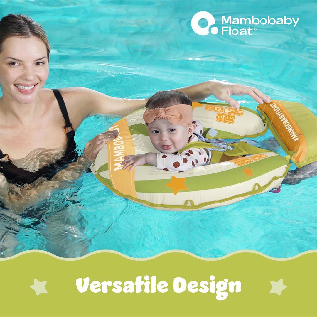 Mambobaby Self Inflating Baby Pool Float with Canopy- Green - Image 3