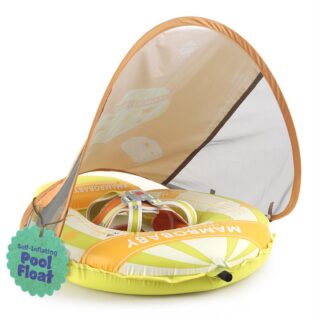 Mambobaby Self Inflating Baby Pool Float with Canopy- Green