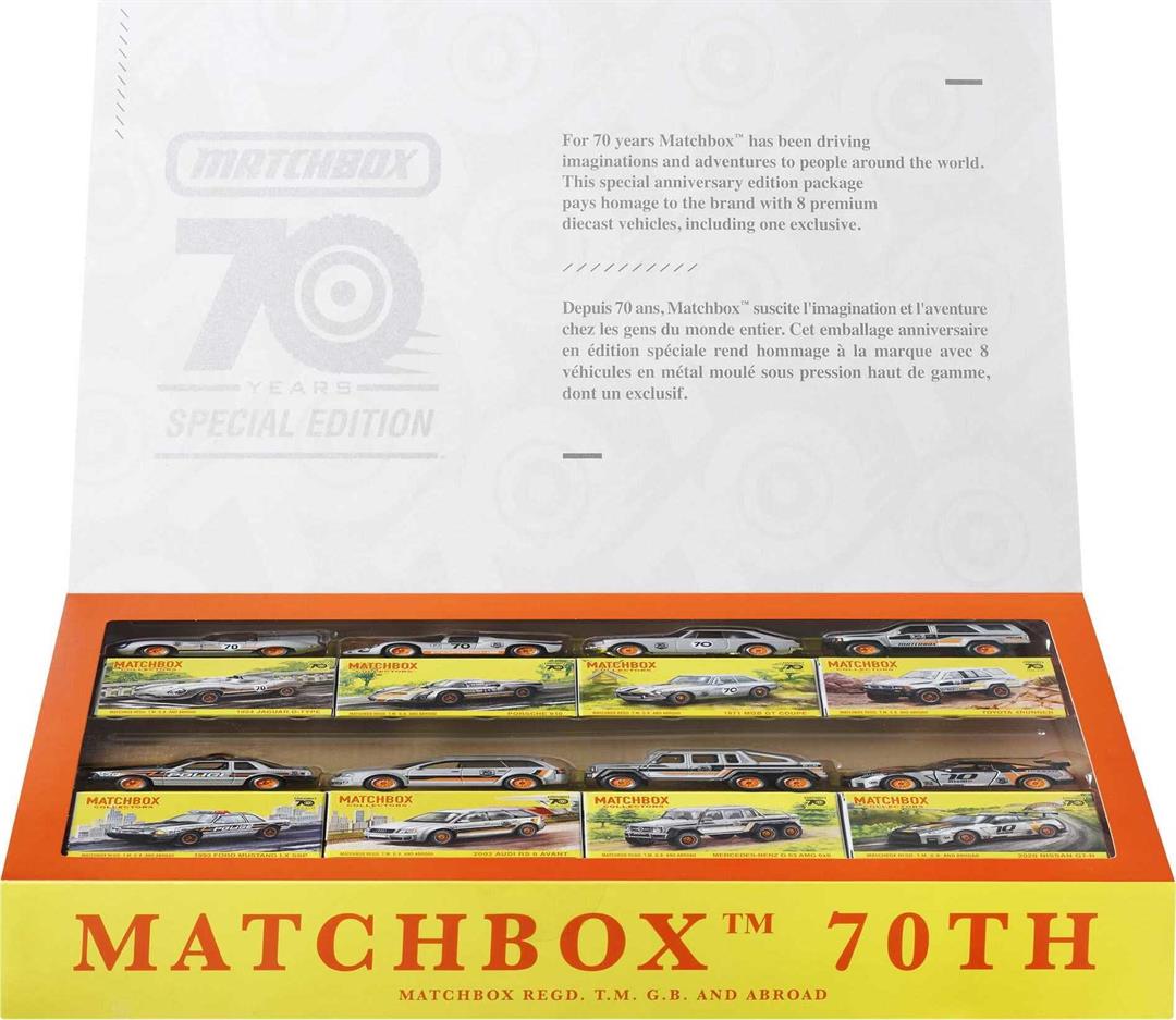 Matchbox Cars, Set of 8 Die-Cast Cars in 1:64 Scale with Matchbox 70th Anniversary Finish - Image 5