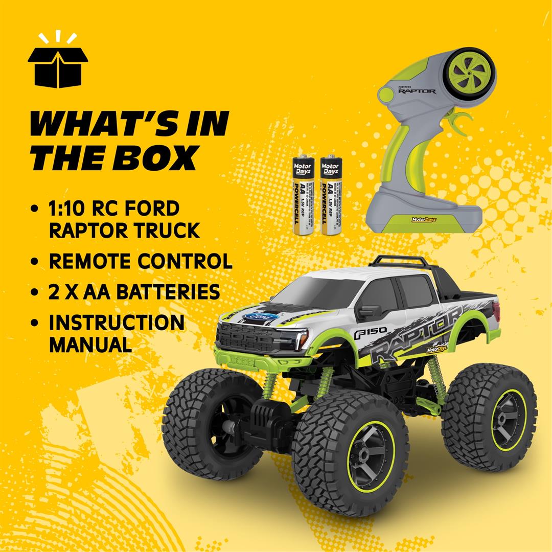 Motor Dayz (1:10) Ford F-150 Heavy Metal Remote Control 4X4 Truck, R2-10T89U-SV, Child - Image 2